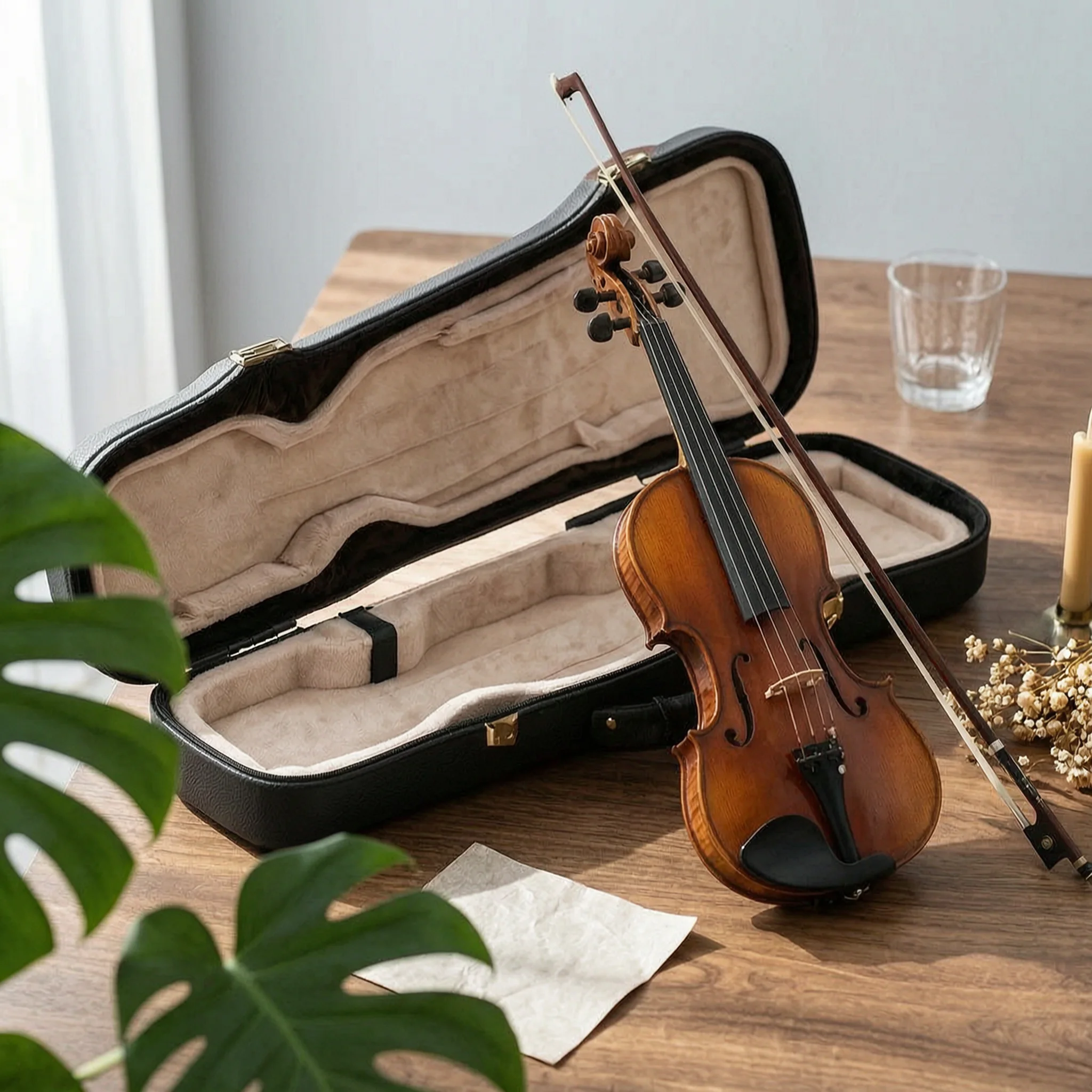 Violin Case Shielded Violin Case with Humidity Meter Hygrometer Long-Lasting Professional for Violinists, Travel, Music School