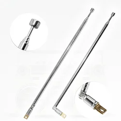 Telescopic FM Radio Antenna 4 Sections Chromium-plating Copper Antenna 360ยฐ Rotatable AM FM Radio Universal Antenna 45-450MHZ