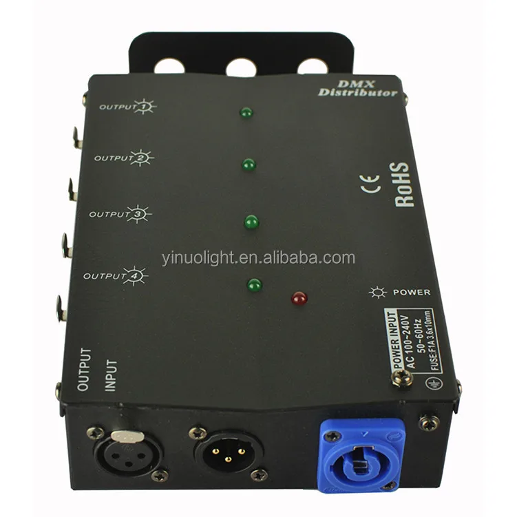 4-Channel DMX512 Signal Splitter with Optical Isolation 6A PowerCON Stage Lighting Amplifier Distributor