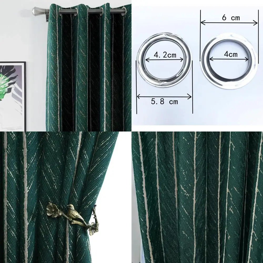 

Luxury Retro Fish Bone Pattern Green and Gold Room Darkening Curtains for Living Room, 54x96