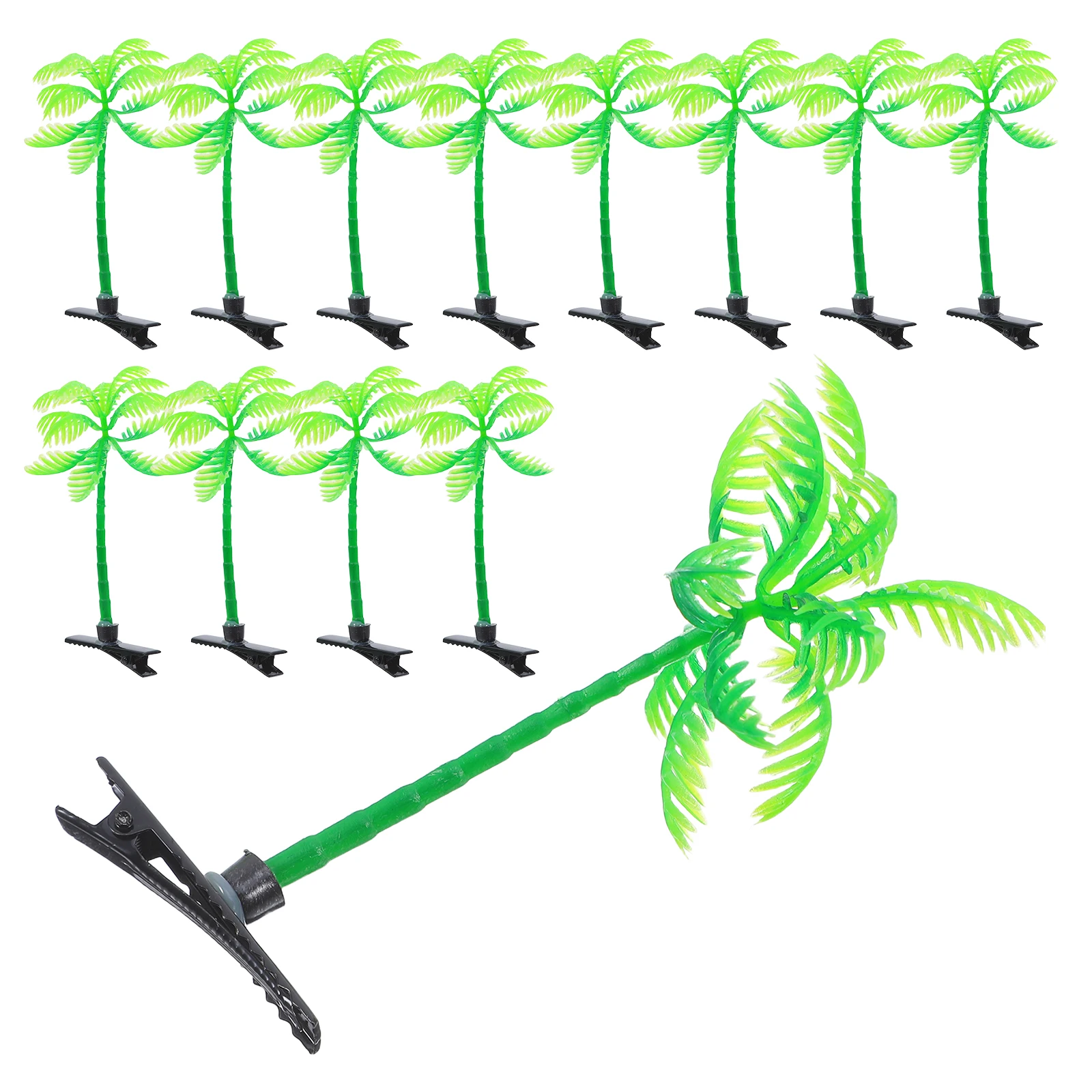 

30 Pcs Coconut Hair Clip Beach Themed Tree Barrette Accessories Green Plastic Miss