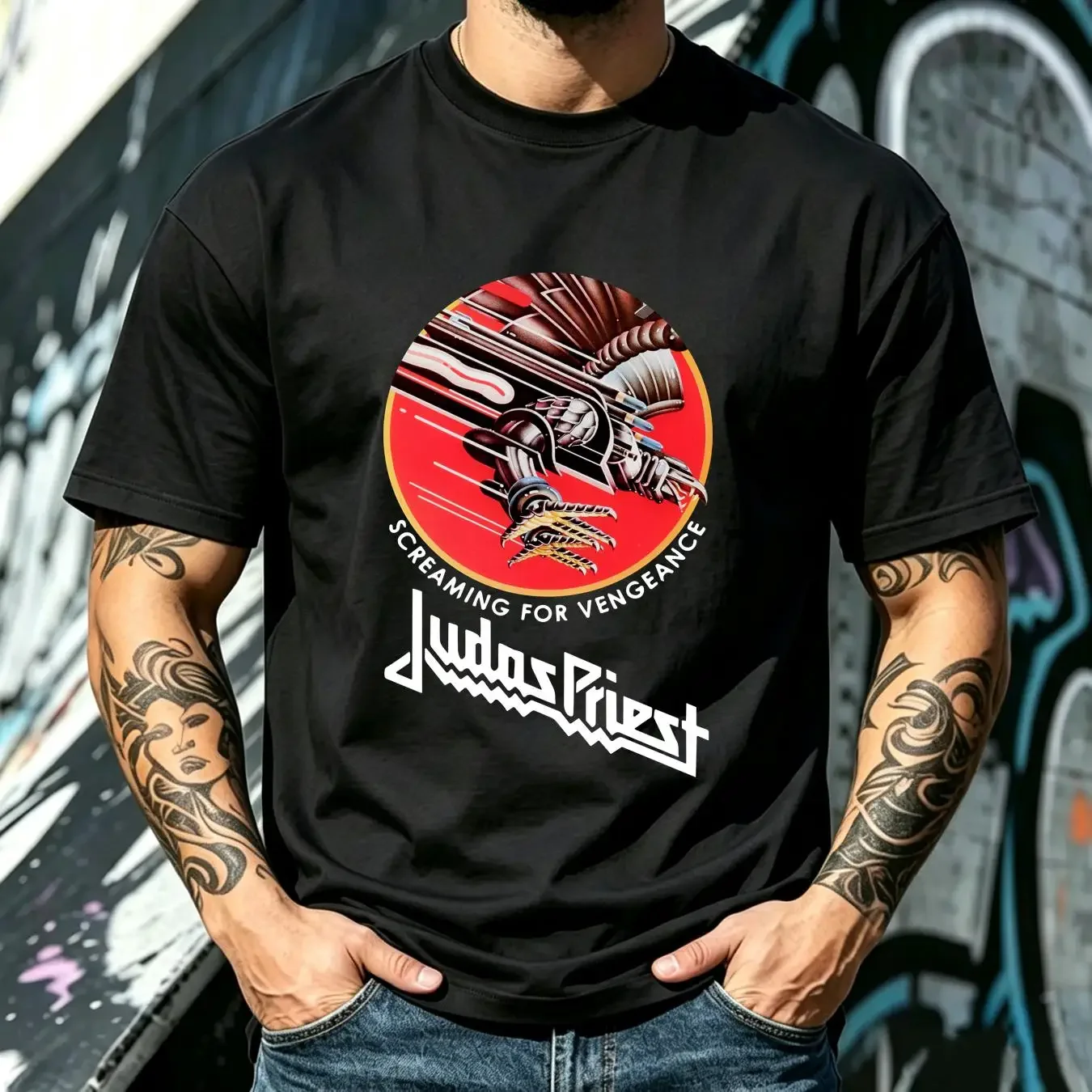 washed T Shirt Judas Priest Screaming For Vengeance Dtg Print Great hot new long or short sleeves vintage Washed