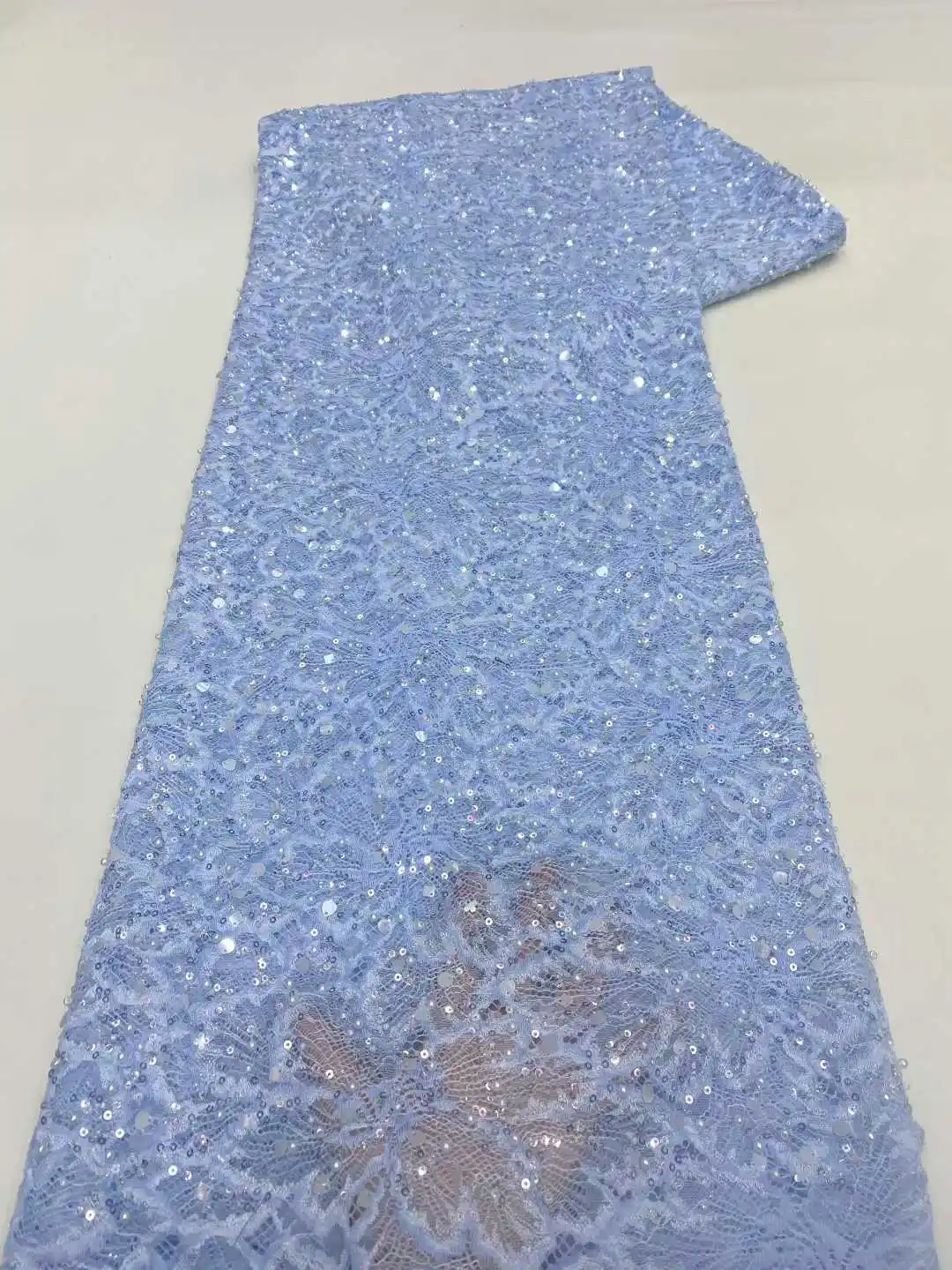 

Madison African Lace Fabric 2025 French Heavy Beaded Lace Fabric Nigerian Sequins Embroidery Net Lace Fabrics For Bridal Dress