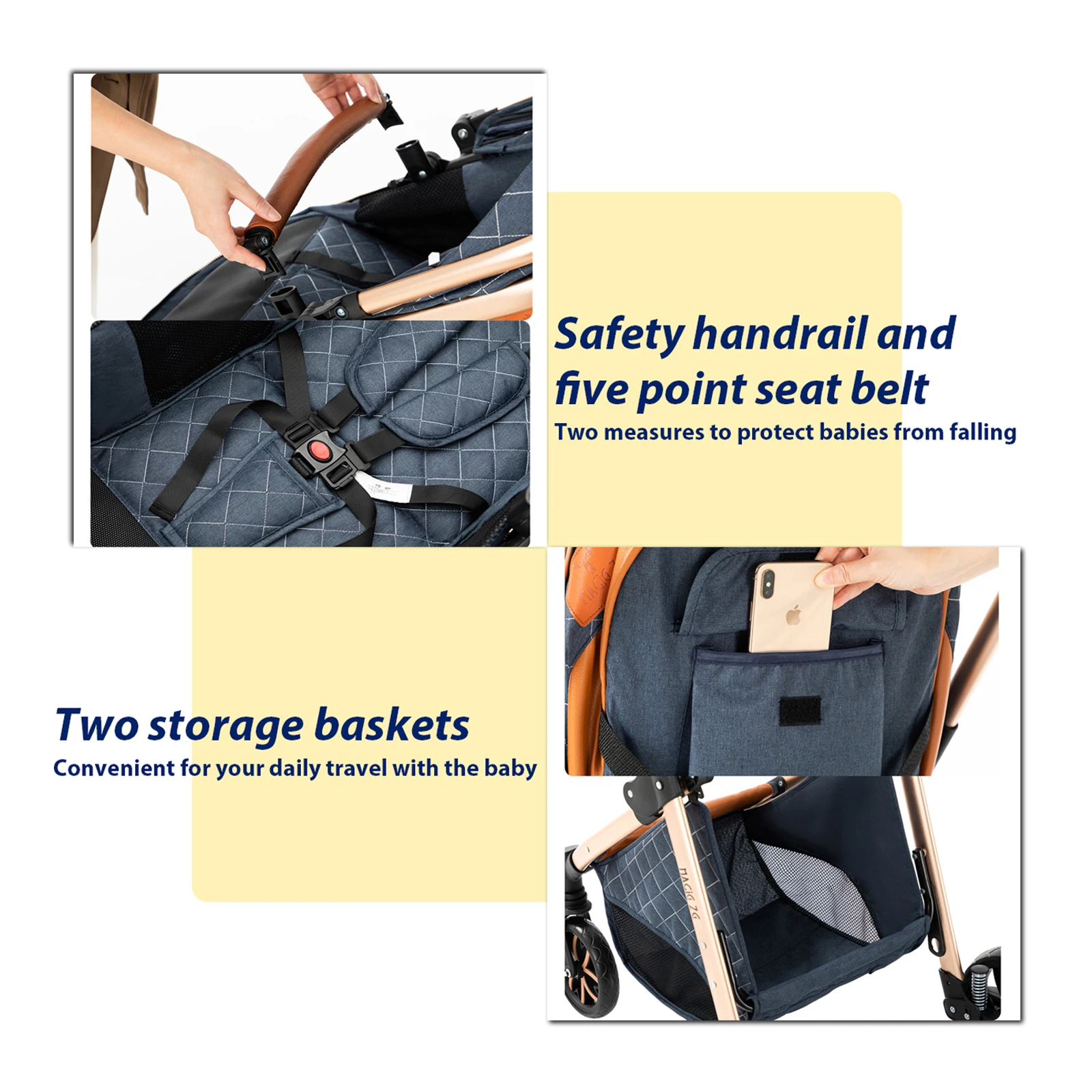 Lightweight Baby Stroller 3 in 1 Newborns Travel System Prams Multifunctional High Landscape Baby 4 IN 1 Strollers with Isofix image 6