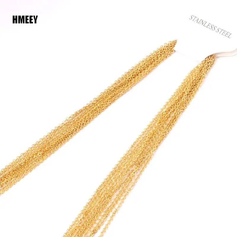 Hmeey 10Pcs/Lot Stainless Steel Chains 2mm/1mm O Shape Rolo Link Cuban Long Necklace For Women Pendant DIY Jewelry Wholesale