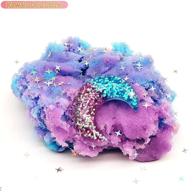 1 Set 60ml Moon Snowflake Mud Diy Decompress Game Toys Slime Kit Cotton Butter Mud Fluffy Putty Non Sediment Colored Clay Toy