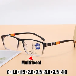 Luxury Brand Finished Prescription Presbyopia Glasses for Women Men Unisex Vintage Square Progressive Multifocal Reading Eyewear