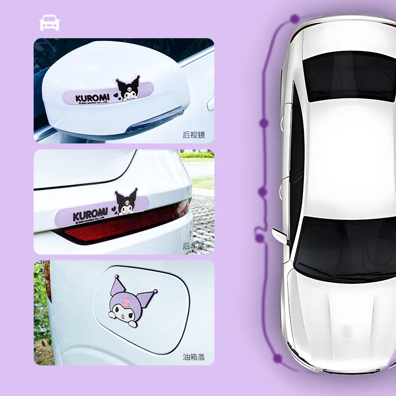 Sanrio Kuromi Car Anti-Collision Strip Cartoon Car Door Bumper Strip Handle Reversing Mirror Anti-Scratch Decorative Accessories