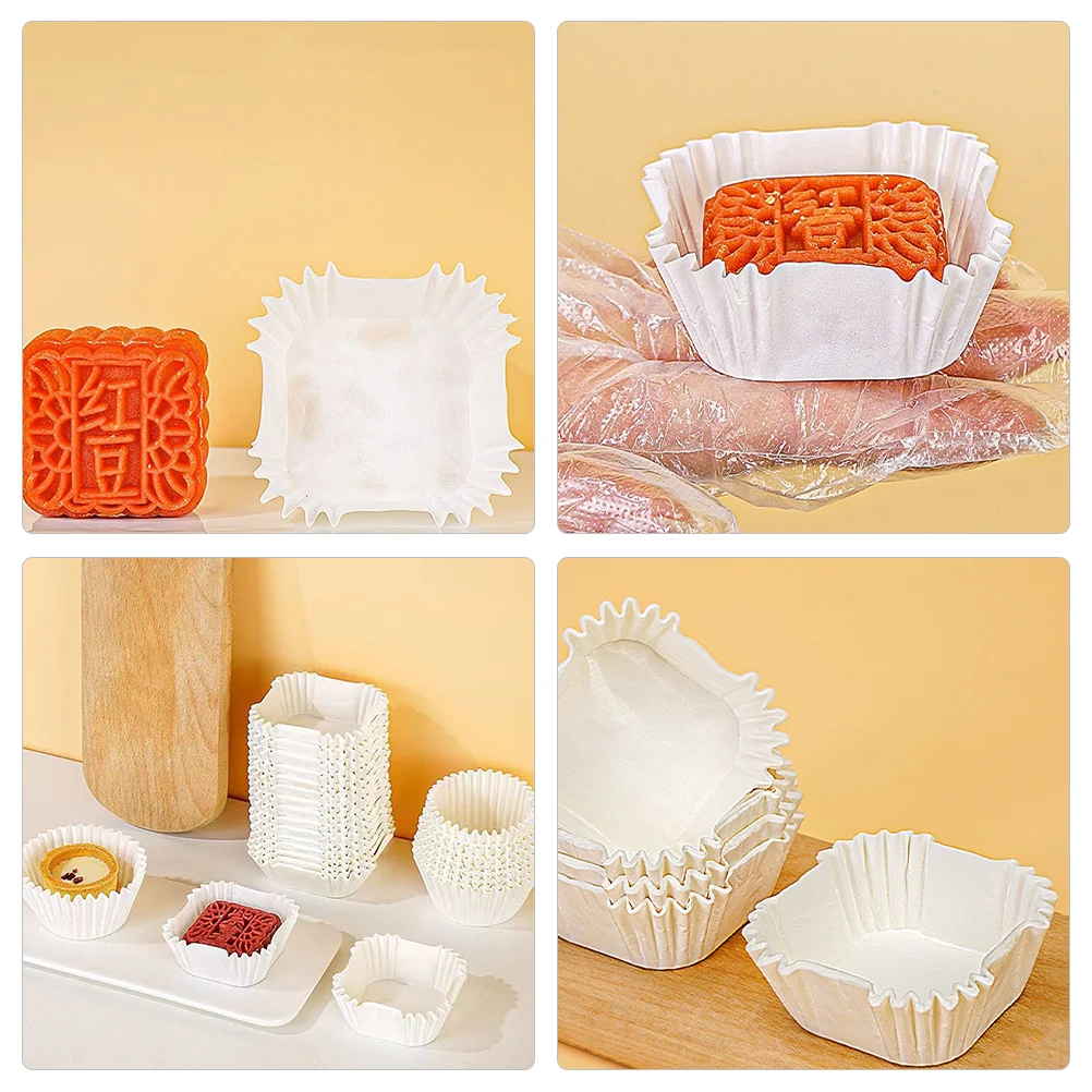 Muffin Square Cake Baking Paper Tray 1000pcs (white) Wedding Stands Cupcake Holders Liners Pan Log Pulp Baby