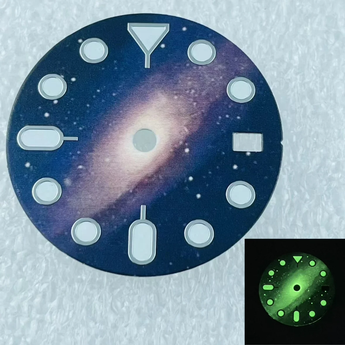 NH35 Dial 28.5mm Starry Sky Moon Surface Mechanical Watch NH34 Space Luminous Surface Watch Accessories Green Luminous