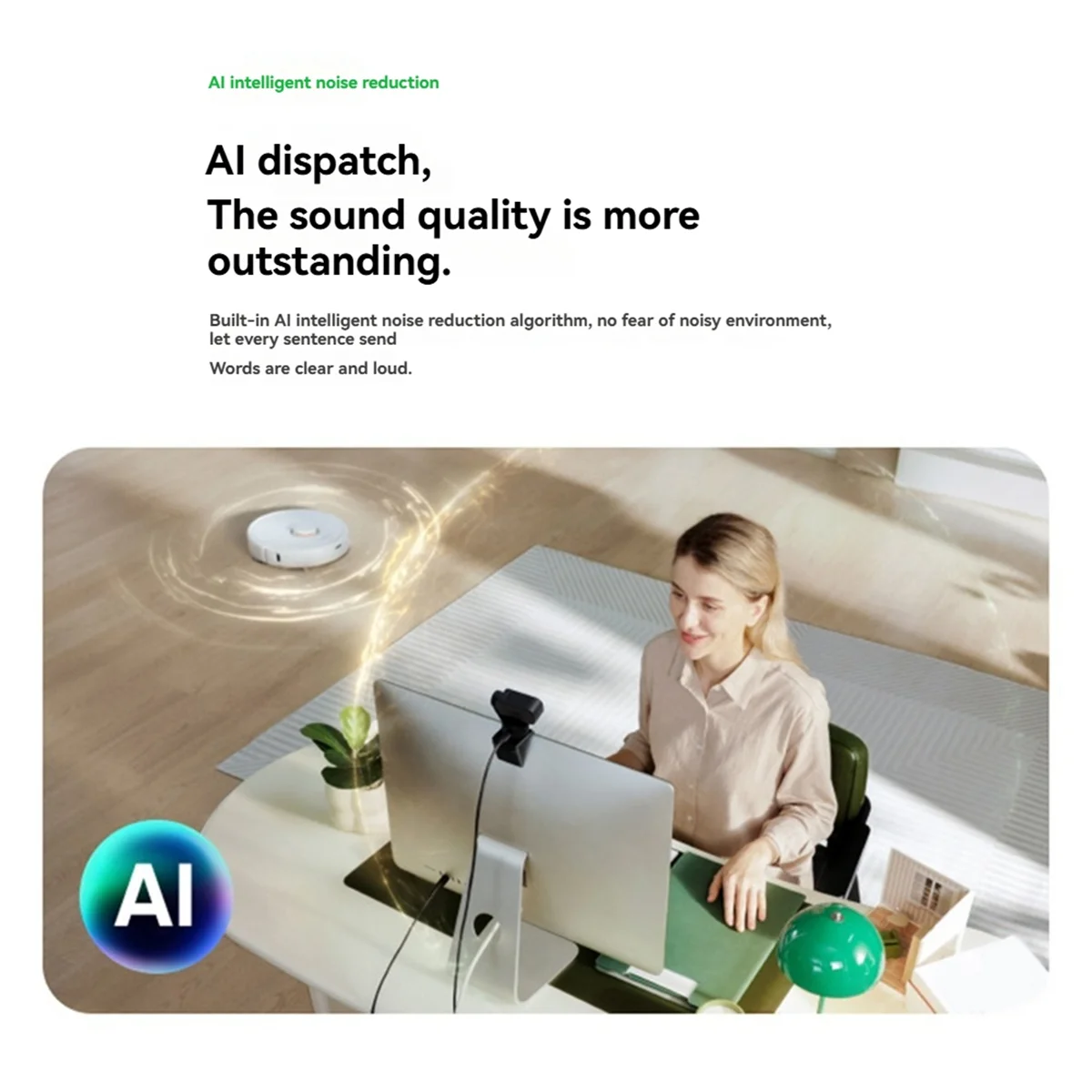 ABXHA لكاميرا ويب Insta360 Link 2C Smart 4K - مستشعر 1/2 بوصة متفوق، تأطير تلقائي، HDR، كاميرا حية ذكية بميكروفون لإلغاء الضوضاء