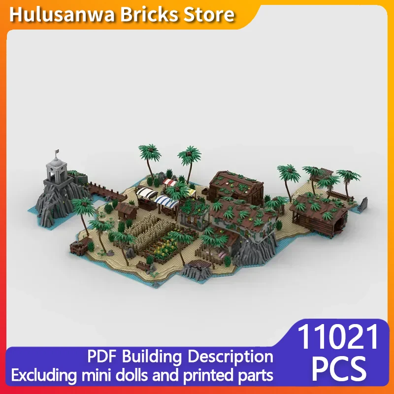 Popular Street View Model MOC Building Bricks Pirate Island Bay Modular Technology Gifts Holiday Assemble Children Toys Suit