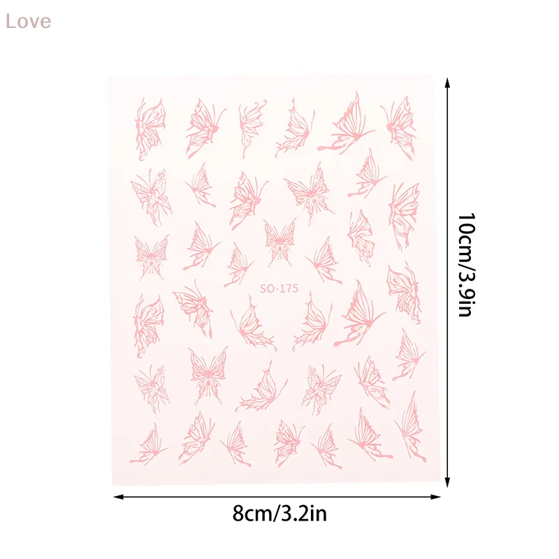 [L & P] 1 قطعة ثلاثية الأبعاد اليابانية بريق فراشة مسمار الفن ملصقات Kawaii ذاتية اللصق مسمار الزينة المنزلق الشارات DIY بها بنفسك اكسسوارات