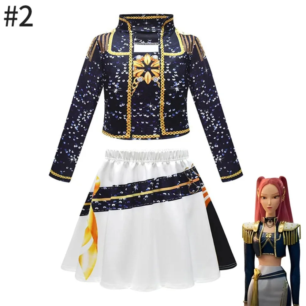 أزياء أنيمي K-Pop شيطان هنتر ميرا رومي زوي التأثيرية للفتيات شيطان هنتر أيدول مجموعة لعب الأدوار ملابس لعب الحفلات