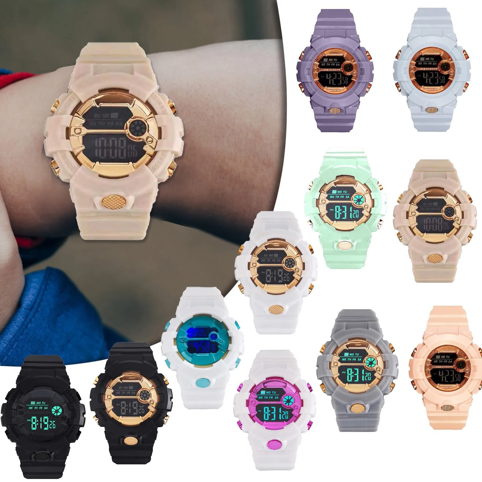 

Kids Digital Watches, Multifunctional Electronic Watch Waterproof Outdoor Sports Watch For Kids Students Boys