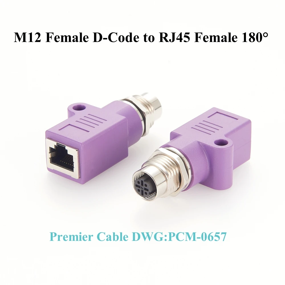 

M12 to Profinet RJ45 Ethernet Bulkhead Adapter RJ45 to M12 4Pin D Coded Female Panel Mount Feedthrough Connector for PLC IoT