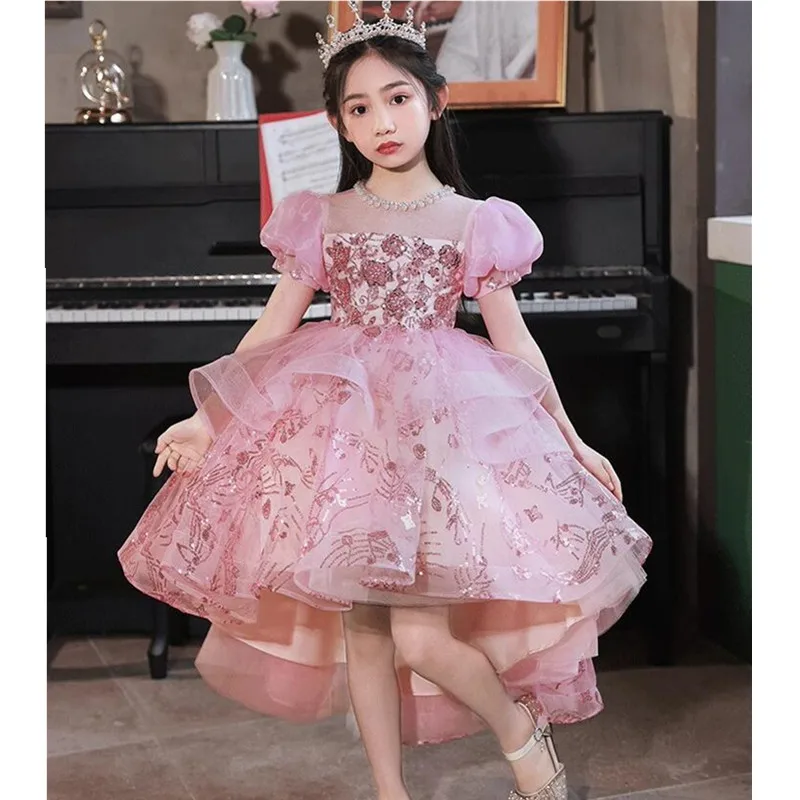 

Elegant Girls Evening Princess Ball Gown Children Fashion Birthday Wedding Party Performance Fluffy Dress y1291