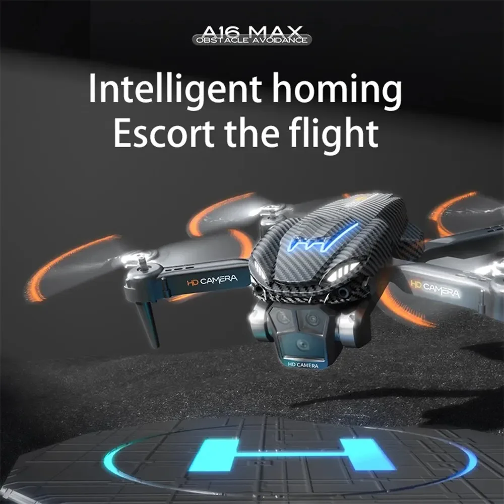 A16 Max flusso ottico tre telecamere in fibra di carbonio UAV quattro assi aereo BrushlessMotor 360 ° evitamento ostacoli Drone GPS Smart Fly