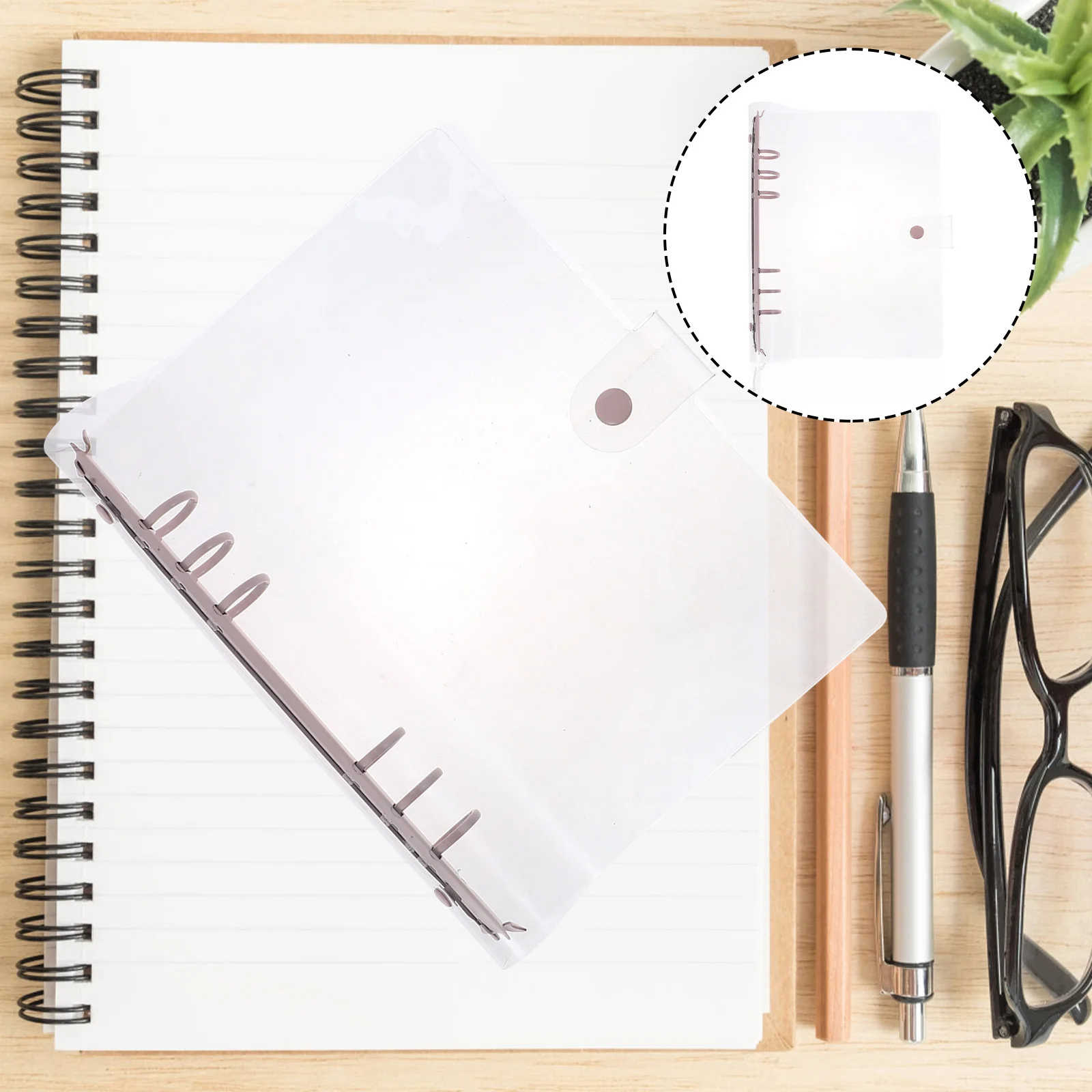 メモ帳バインダー透明カバールーズリーフバインダーリングミニノートブッククリップリング柔軟なブックプロテクターブッククリップリング