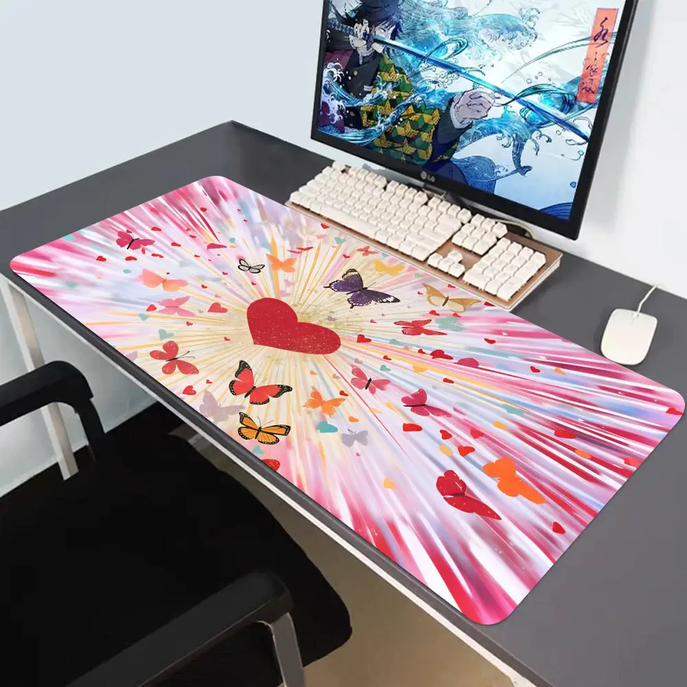 

HYBXAXC XXL Large Love Heart Mouse Pad HD Print Cute Gaming big Desk Mat Non-Slip Rubber Keyboard Pad for Gamer Accessories