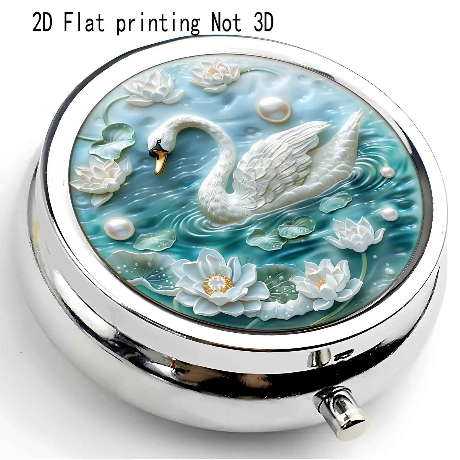 Swan Water Lily Small Jewelry Box Capsule Case Creative Gift·Exquisite and Convenient, Portable with Compartment Design·Compact and Practical for Storing Pills and Capsules, Suitable for Personal Use and as a Gift
