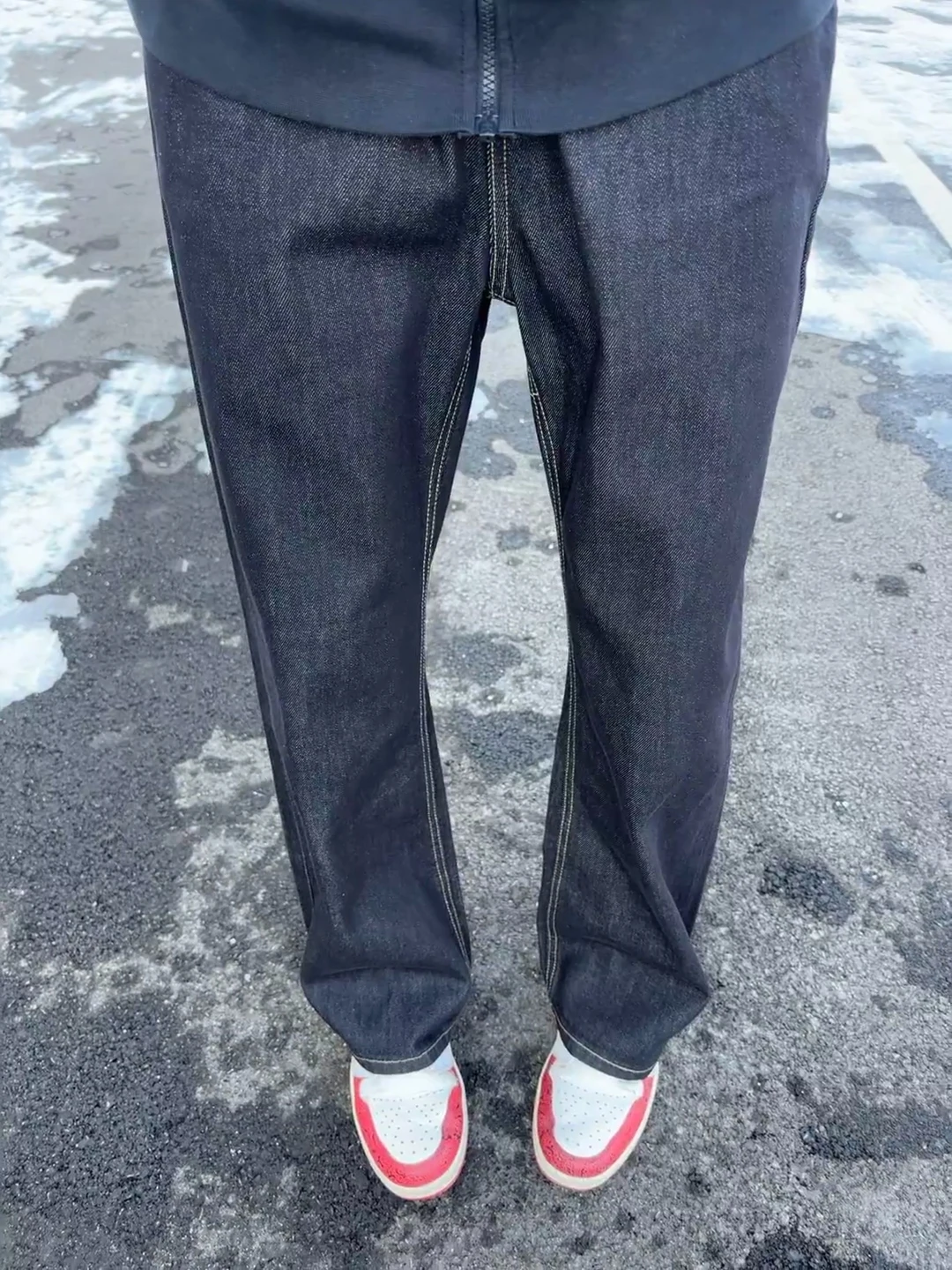 

American Sle Vintage Blue Original Denim Jeans Men's Winter Slim Fit Fce Lined Straight Leg Pants Cleanfit Bend Knife