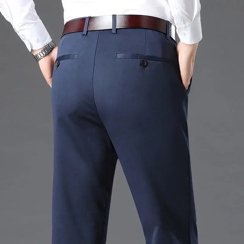 

Модный мужской деловой костюм, брюки, корейская весенне-летняя уличная одежда, мужская одежда, офисные однотонные свободные прямые брюки 40, JJ709