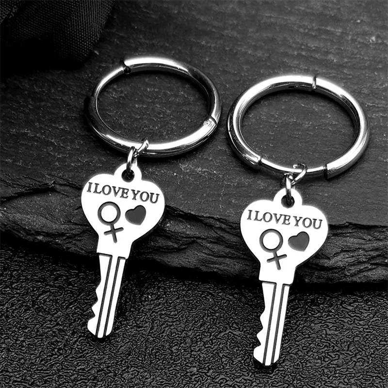 

Couple Love Key Dangle Earrings For Women Men Stainless Steel Silver Color Lovers Girlfriend Drop Earring Jewelry Festival Gifts