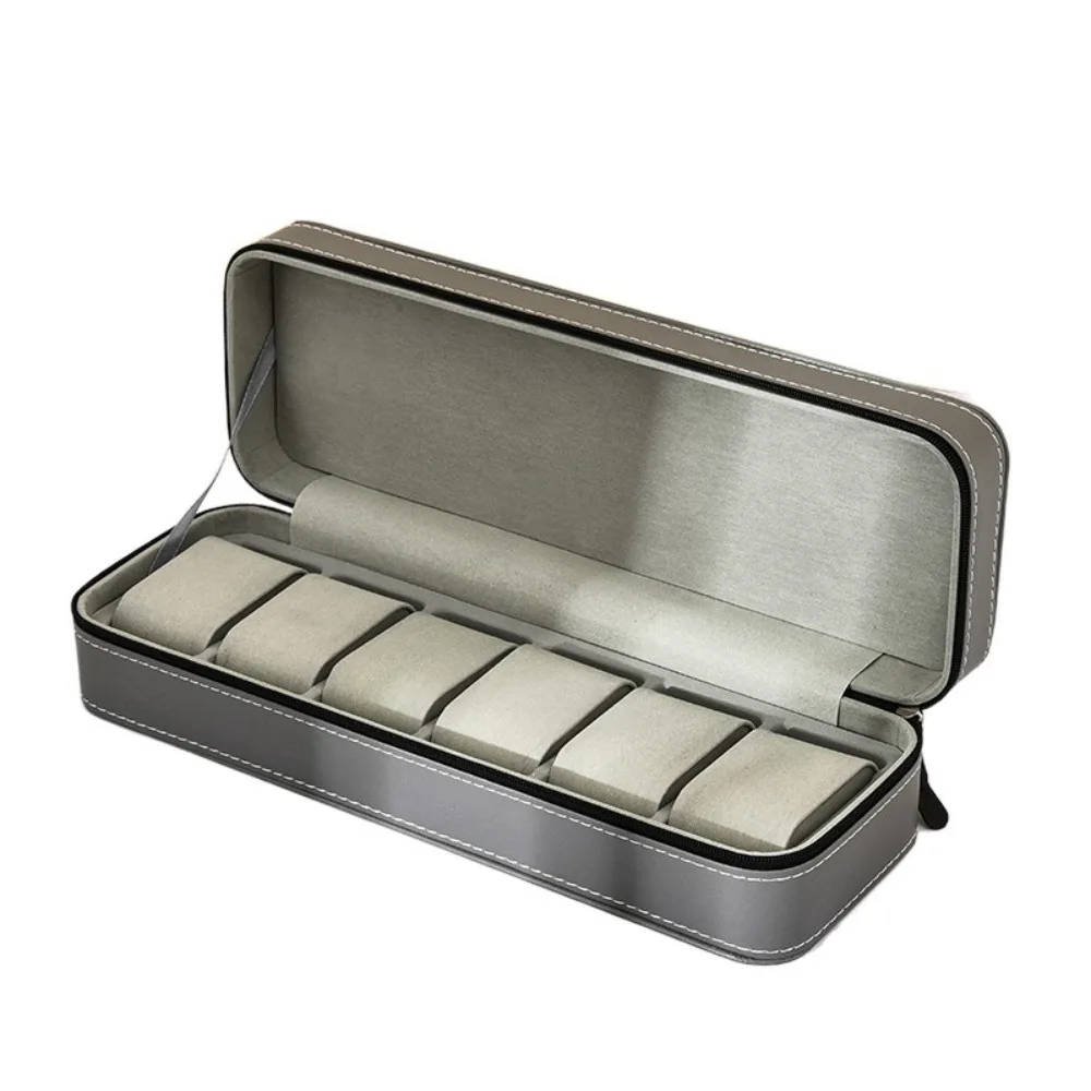 ファッション-pu-腕時計収納ボックス-6-10-12-グリッドジッパー付き腕時計ディスプレイボックス-レザー植毛布腕時計オーガナイザー-父の日ギフト