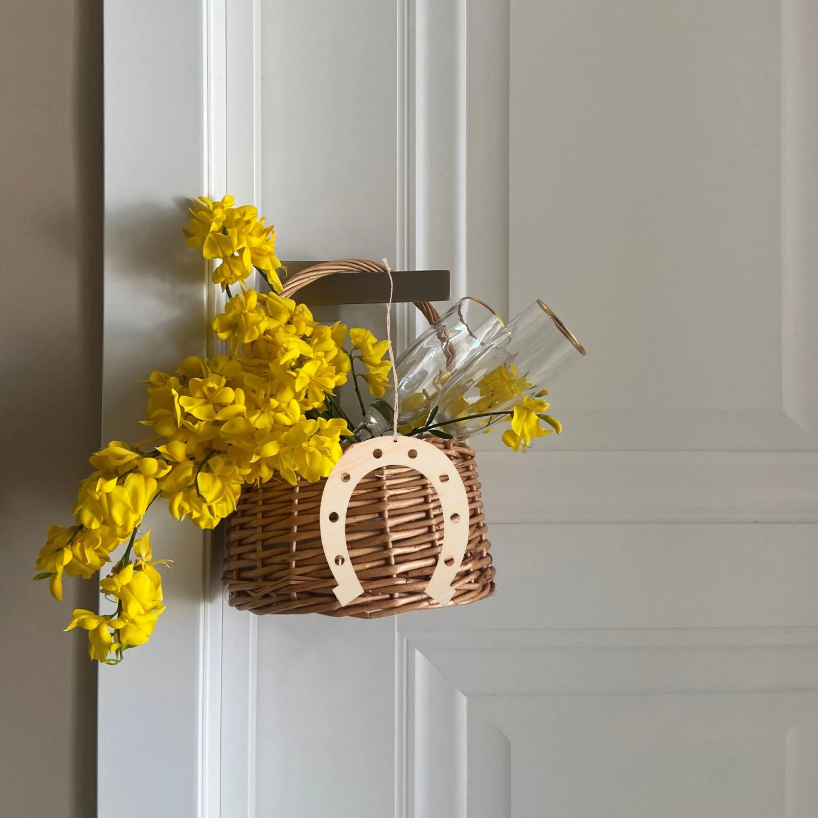 24 Stuks 15x17 cm Houten Hoefijzer Uitsparingen DIY Schilderen Ambachten Kinderen Speelgoed Hout Slice Prop Onvoltooide Decoraties vakantie Krans