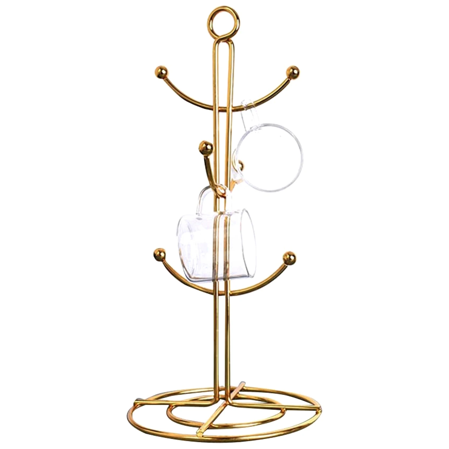 شجرة كونترتوب، 6 خطاف مجفف فنجان القهوة المطبخ القهوة القدح شجرة كونترتوب أكواب الشاي حامل الوقوف، الذهب SQ