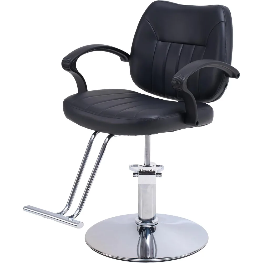 

Гидравлическое парикмахерское кресло - регулируемое кресло для салона из искусственной кожи, металлическая подставка для ног, противоскользящая хромированная основа, кресло для салона для парикмахерской