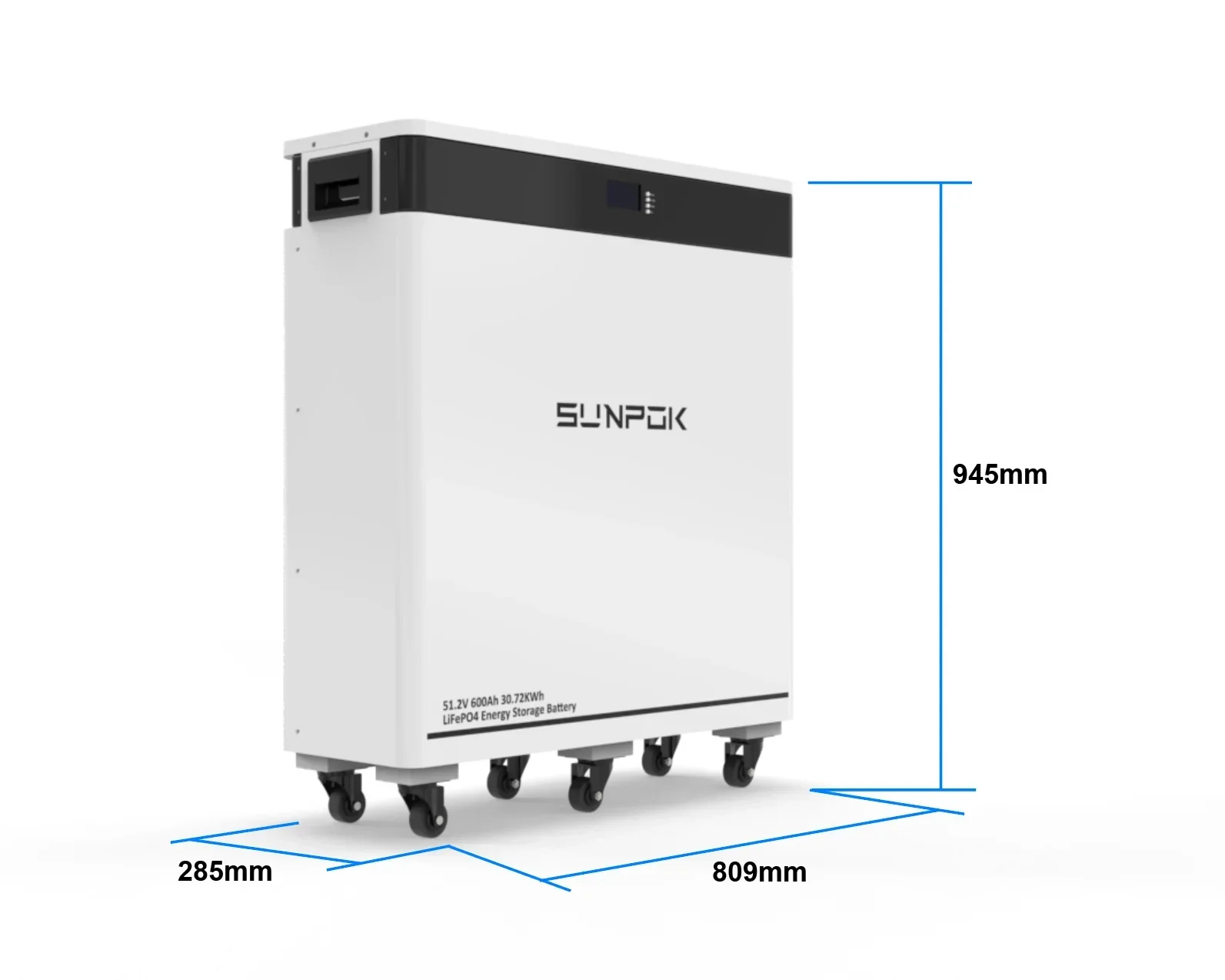 2024 30KW Deep Cycles 600AH Moveable Floor Mounted LiFePO4 51.2V Lithium Ion Battery Pack Home Energy Storage