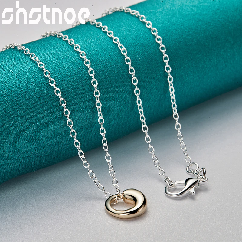 925 Sterling Silver 16-30 Inch Circle O-Chain Gold Ring Pendant Necklace For Women Bridal Wedding Party Noble Charm Jewelry Gift