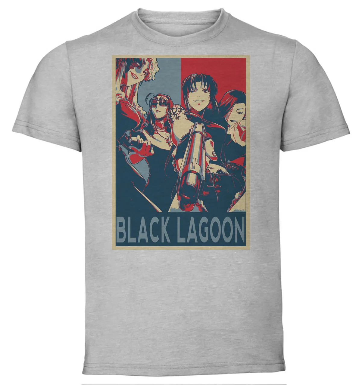 

T-Shirt Unisex Grey Propaganda Black Lagoon Characters