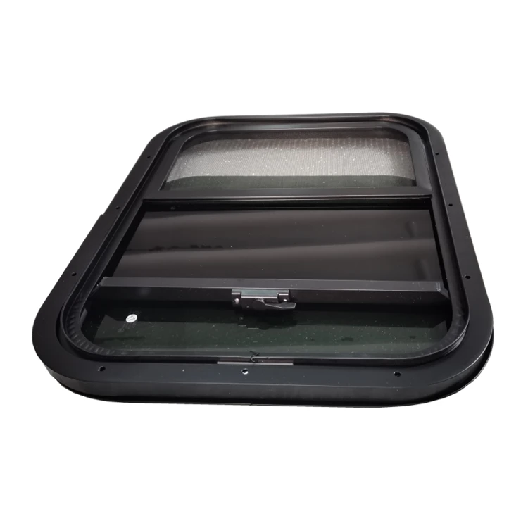 Good Quality Tempered Glass Aluminum Alloy Frame Sliding Rv Caravan Window With One Side Built-in Screen Window