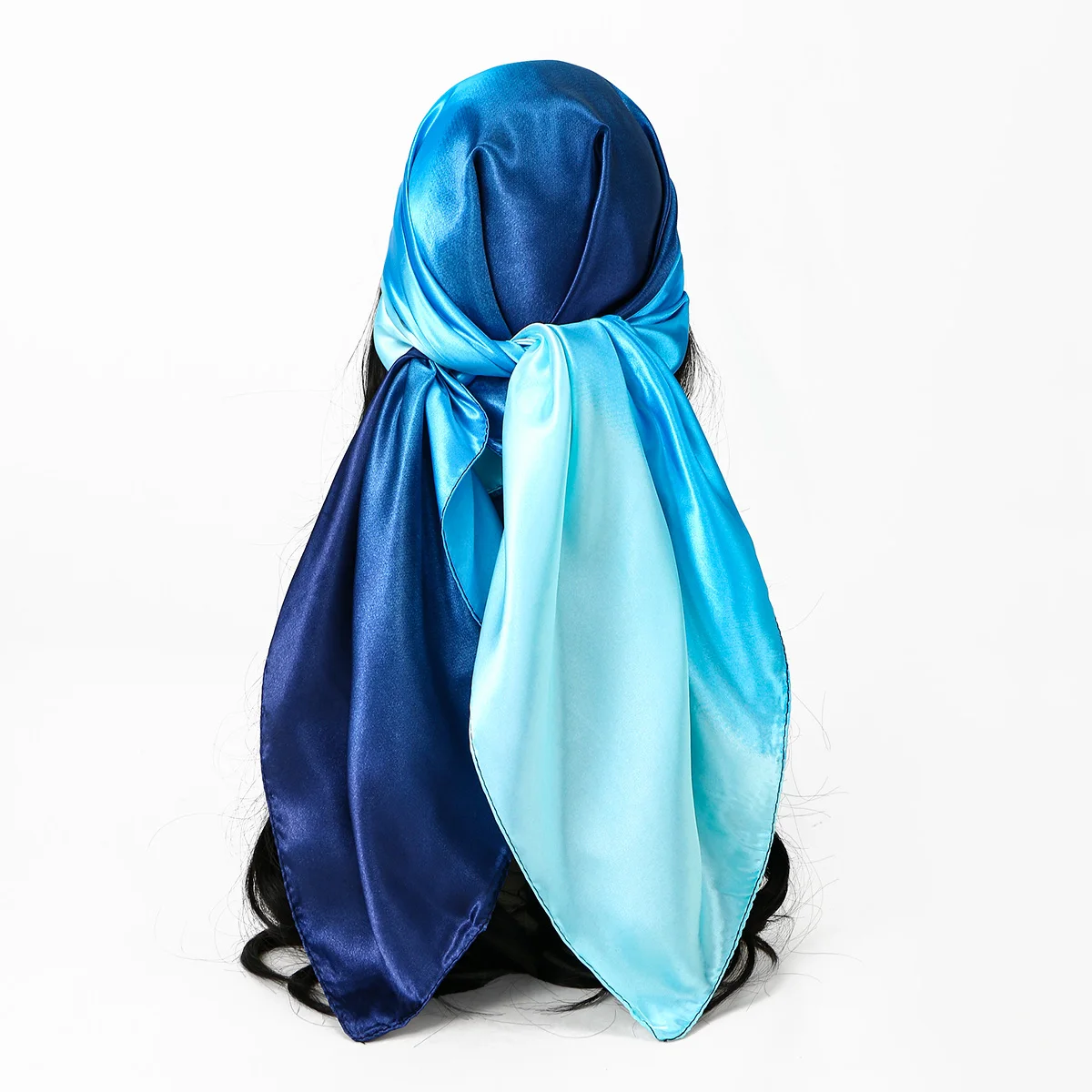 

New Gradient Satin Silk Square Scarf Hijab for Muslim Women Shimmer Headscarf Head Wraps Shawl Wrap Islamic Turban Foulard 90cm