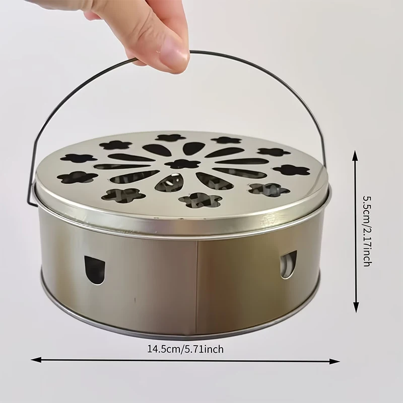 3PCS Coil Holder Stainless Steel Portable Box with Lid Handle Incense Stand for Indoor Outdoor Camping Garden Home Patio Picnic