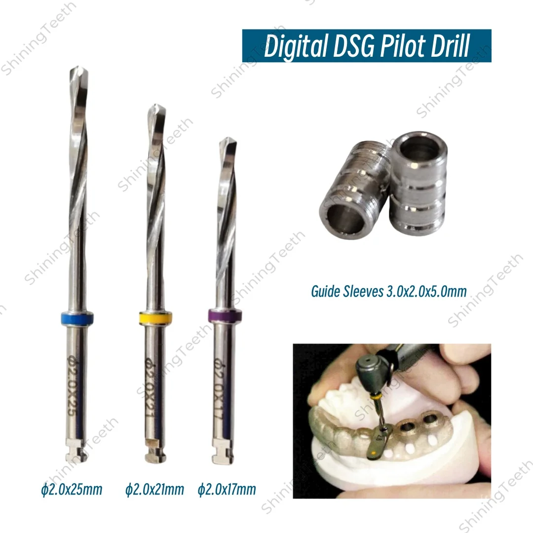 

∅2.0mm Dental Guided Pilot Drill Kit For NobelGuide Surgical Sleeve Tapered Twist Starter Drill 17 21 25mm