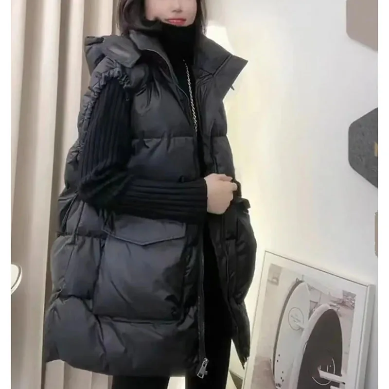 Rompi Wanita Model Puffer 2025 Musim Gugur Musim Dingin Kasual Berbahan Katun Tebal Model Korea Ukuran Besar 4XL Tanpa Lengan