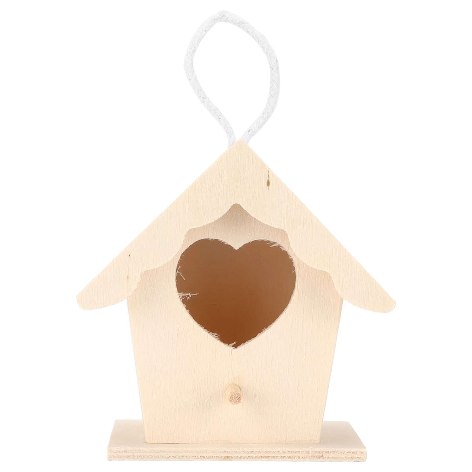 

Creative Heart Shaped Wooden Birdhouse Natural And Safe DIY Wood Small Birdhouses Decoration With Belt Rope