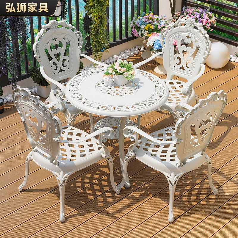 Outdoor cast aluminum balcony table and chair combination leisure outdoor garden open-air five-piece set courtyard cast aluminum