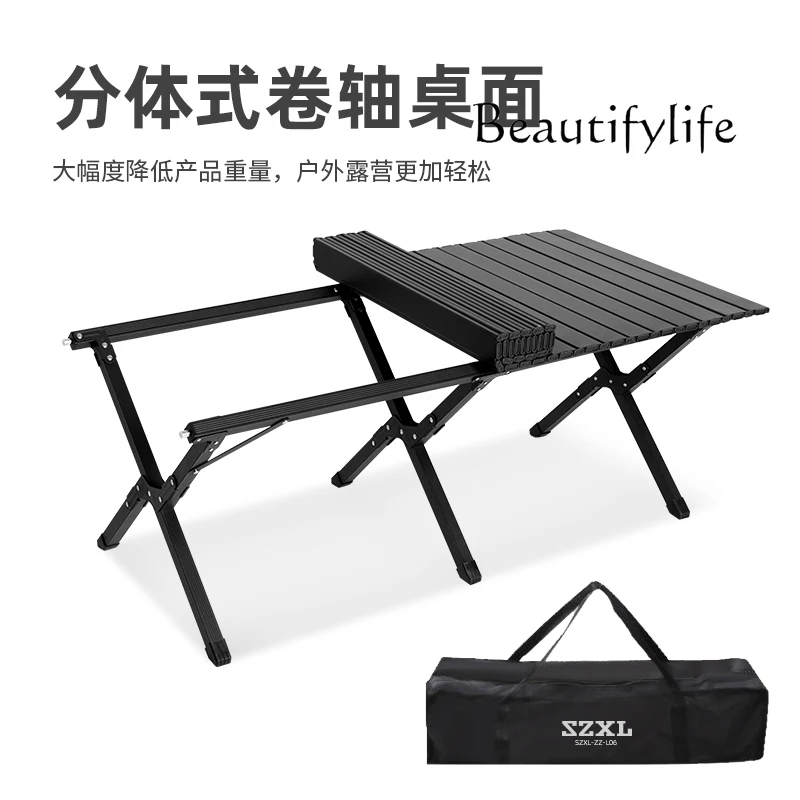

Aluminum alloy egg roll table blackened outdoor folding table camping equipment portable picnic camping table and chairs