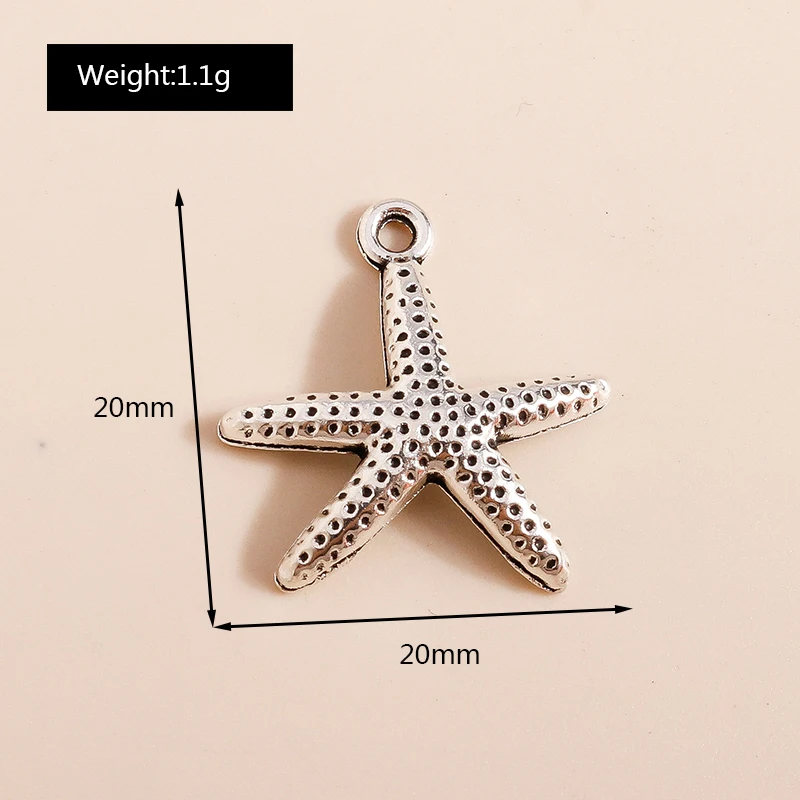 Leslie 20 Stück gemischte Legierung Meeresorganismus Charms Schildkröte Fisch Muschel Seestern Anhänger für Armband Halskette Schmuck Zubehör – Detail 12
