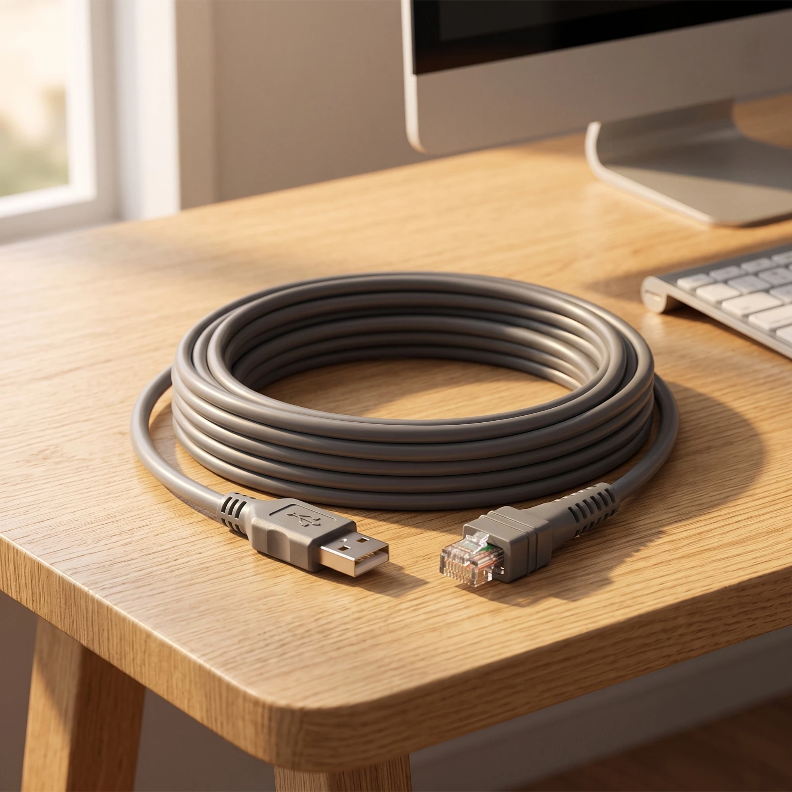 USB Scanning Scanner Cable Sturdy Scanning Scanner Cable Premium Gold-Plated for Retail Counters, Inventory Stations