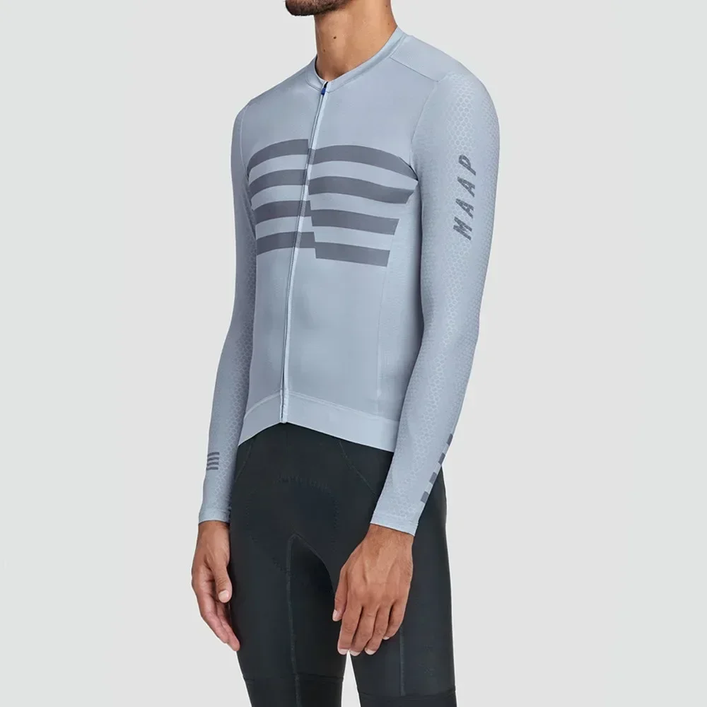 Maillot de cyclisme à manches longues pour homme, vêtement de vélo fin, short à bretelles imbibé, Lesslot Ciclismo, vélo de route, printemps et automne, été