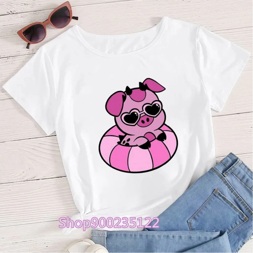 Kawaii Fat nuggets T-Shirt Women Gothic Angel Dust T Shirts Printed Cute pig Graphic Tees Y2K Tshirt Funny Tops Clothes