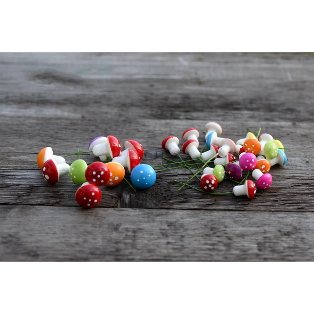 

100Pcs Mini Mushroom Bendable Wire Micro Landscape Decoration Bonsai Garden Ornament Flower Pot Decoration Bonsai Mushroom Decor