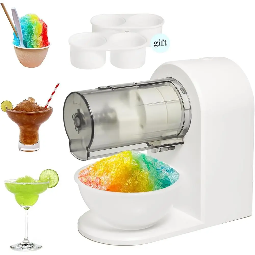 

Cone Shaved Ice hine Electric Ice Shaver hine with 2 Usable Plastic Ice Mold Cups Portable Cone Maker or Home,Kids Party,Easy to