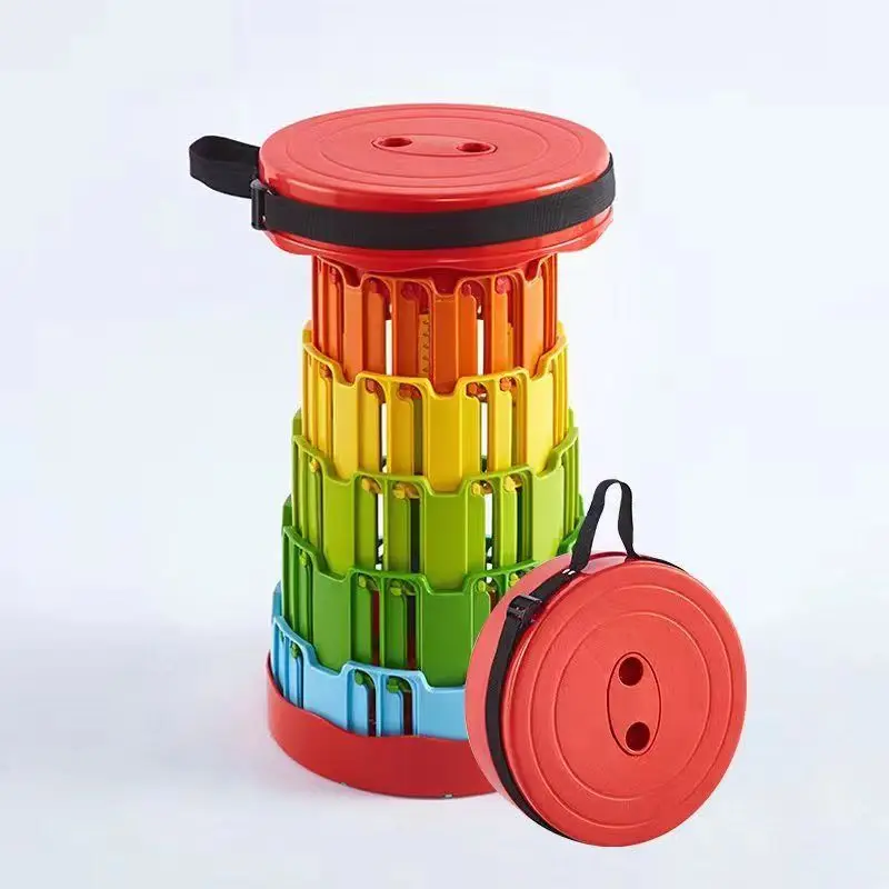 Portable Retractable Stool Camping Folding Chair Outdoor Furniture Rainbow Telescoping Stool Travel fishing Seat